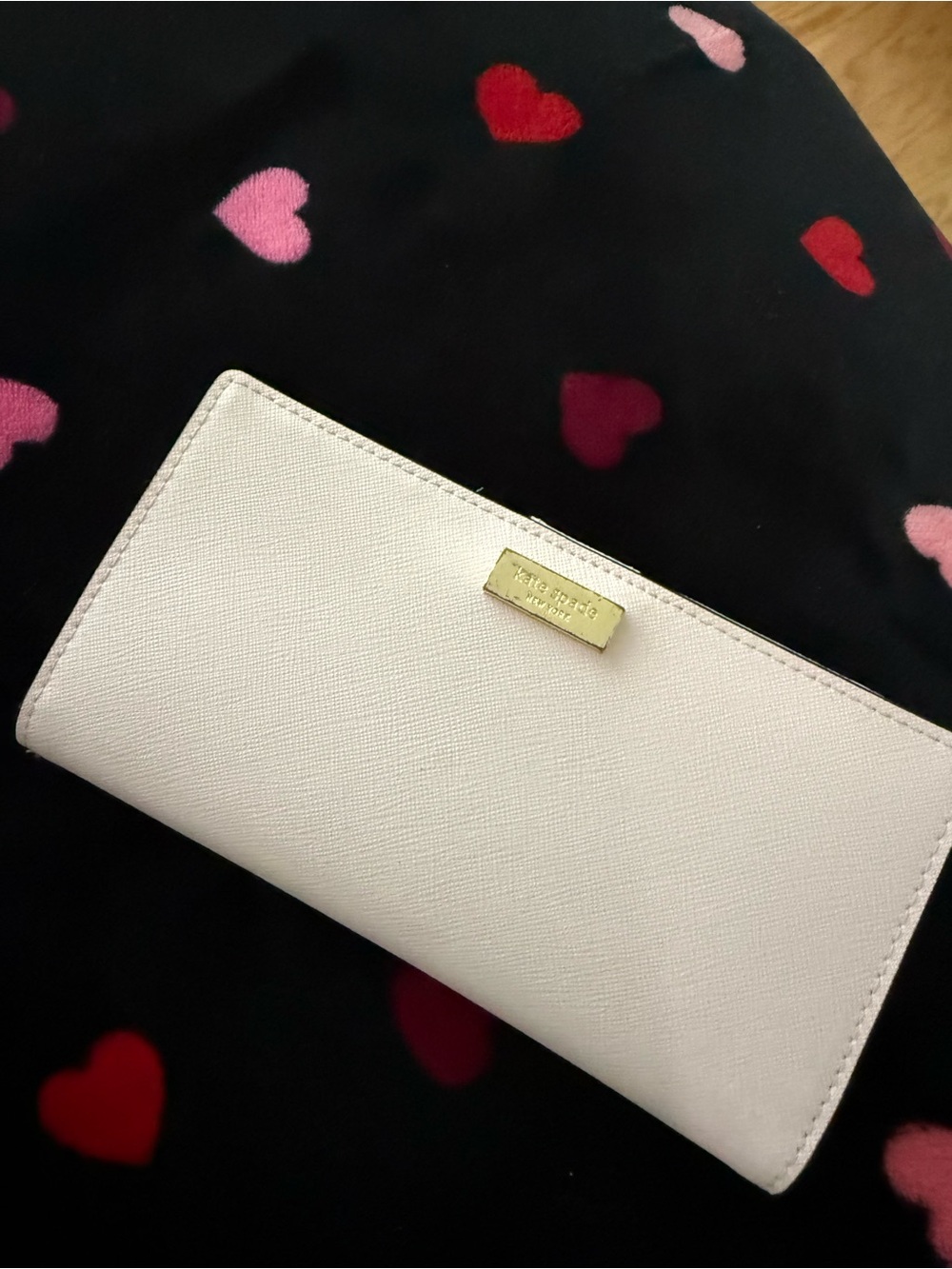 kate spade Pale Pink Saffiano Leather Continental Wallet with Gold Plaque
